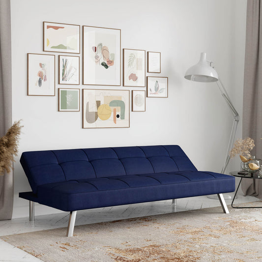 Foldable Luxury Sofa: Chelsea Modern Futon in Light Gray Fabric