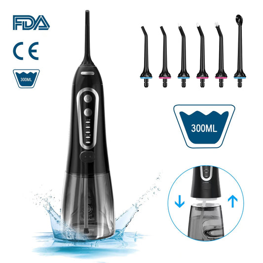 Upgraded Portable Cordless Water Flosser for Teeth 6 Nozzles