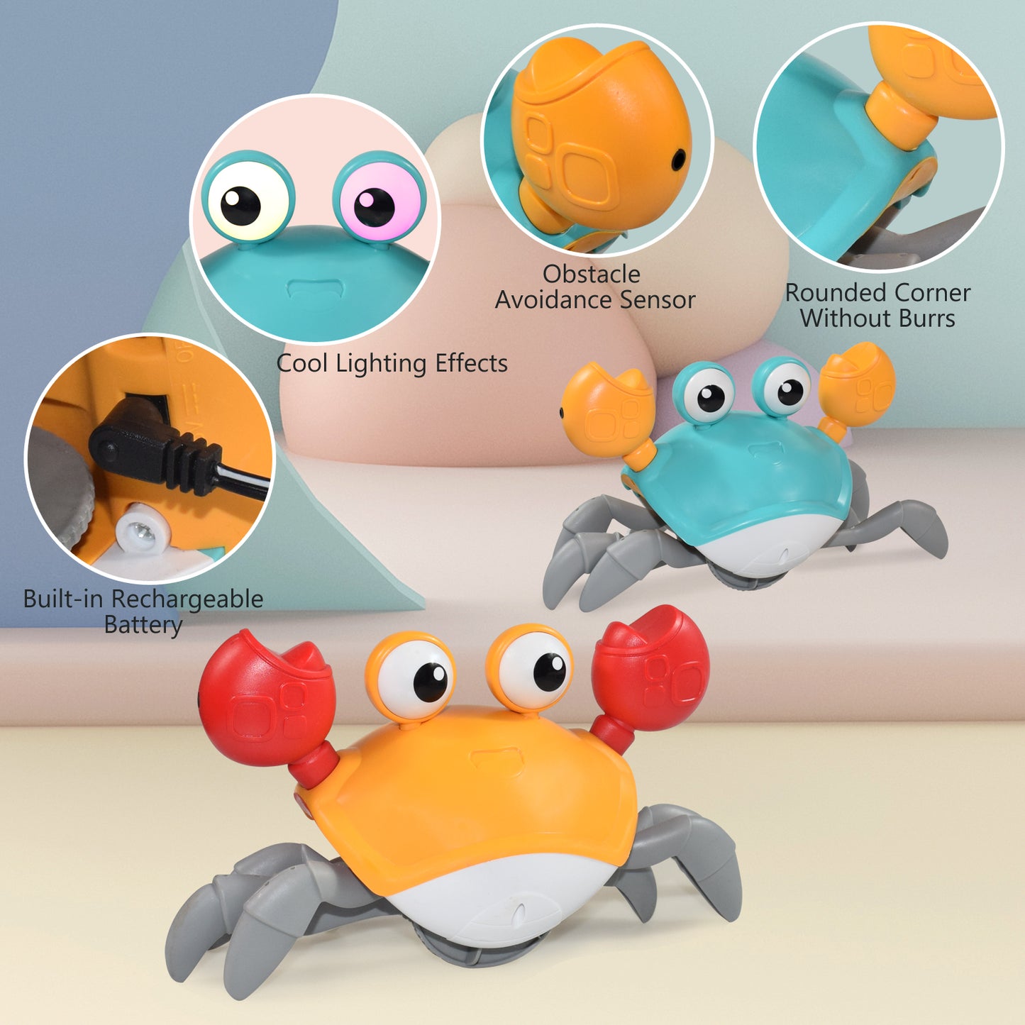 crawling crab toy with music and led light up