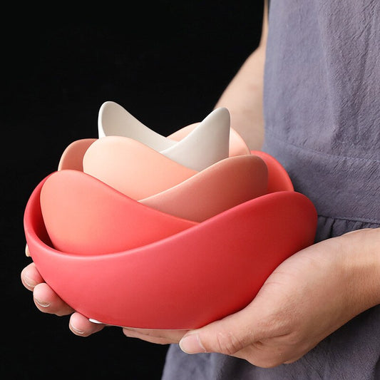 Lotus Ceramic Bowl Dishes Creative Fruit Salad Plate Dinner