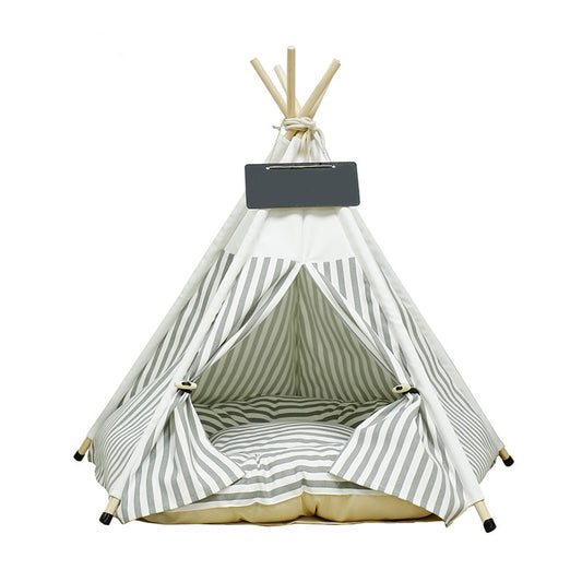 Pet Tent House Cat Bed Portable Teepee With Thick Cushion