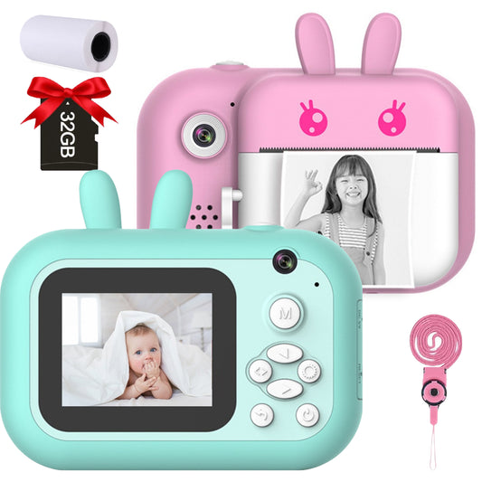 Instant Camera toys for 10 year olds  with Print Paper, 40MP Video Selfie Camcorder with 2.4 Inch Screen and 32GB TF Card (Pink)