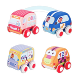Cartoon Pull back Car Soft Baby Toy Set Resistance to Fall Vehicle Toys Early Educational Cloth Car For Children