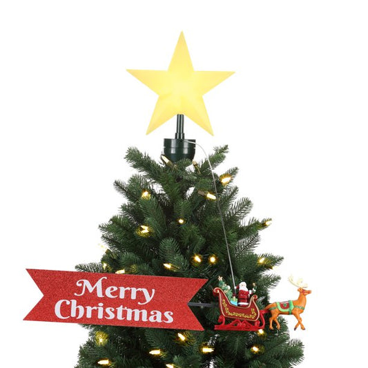 Christmas Animated Santa & Sleigh Tree Topper, 24.7", Red