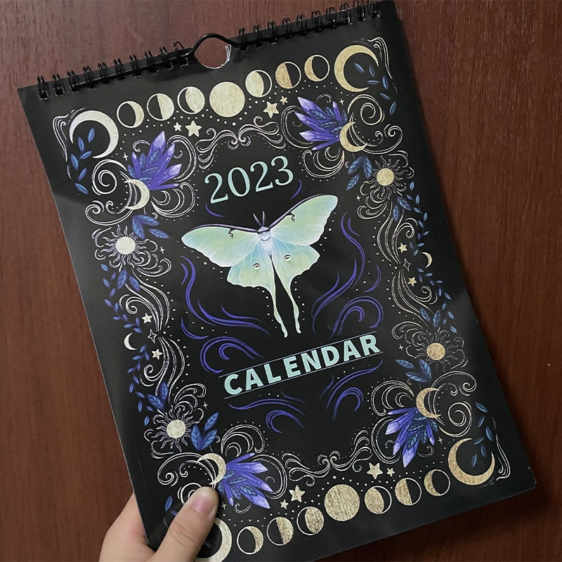 2023 Calendar Dark Forest Zodiac signs wall Calendar with holidays and Moon phases