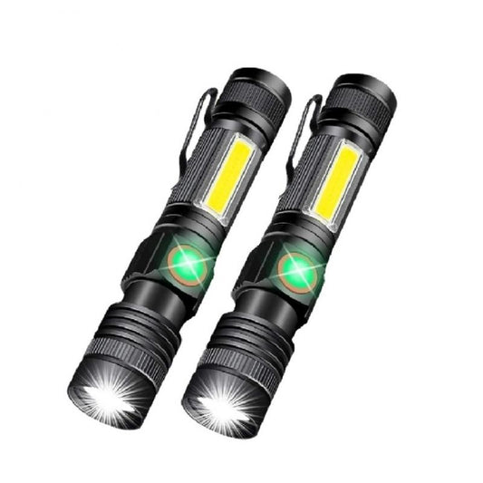 High Lumens Brightest LED Rechargeable Flashlight: 1000 Lumen Spotlight 2 Pack
