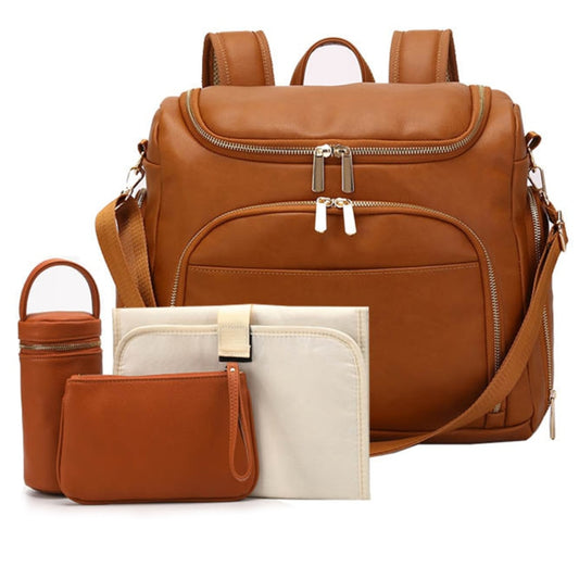 Leather Diaper Bag 3-piece with Pad