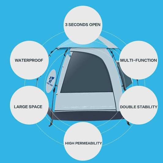 Tent for 6 People Waterproof UV Protection blue