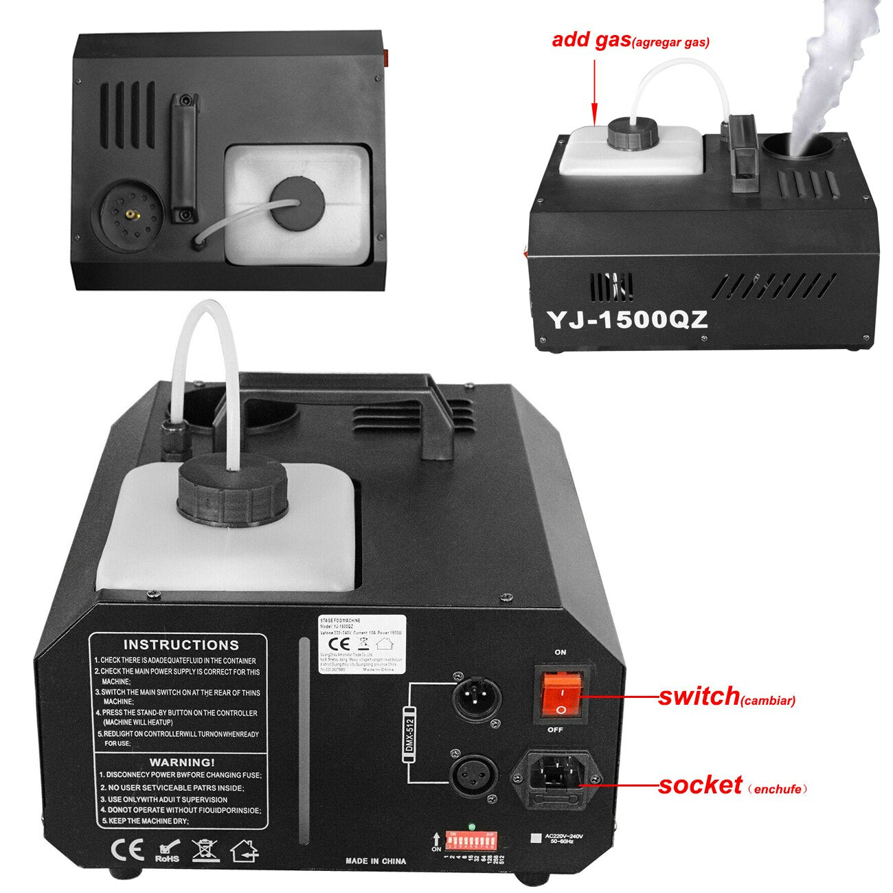 Wireless 1500W Fogger Machine With Remote Control DMX512