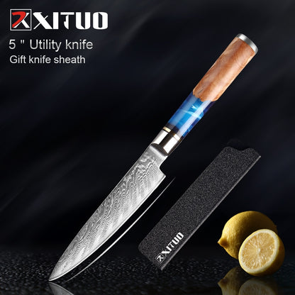 Executive Japanese Damascus Chef Knife Set