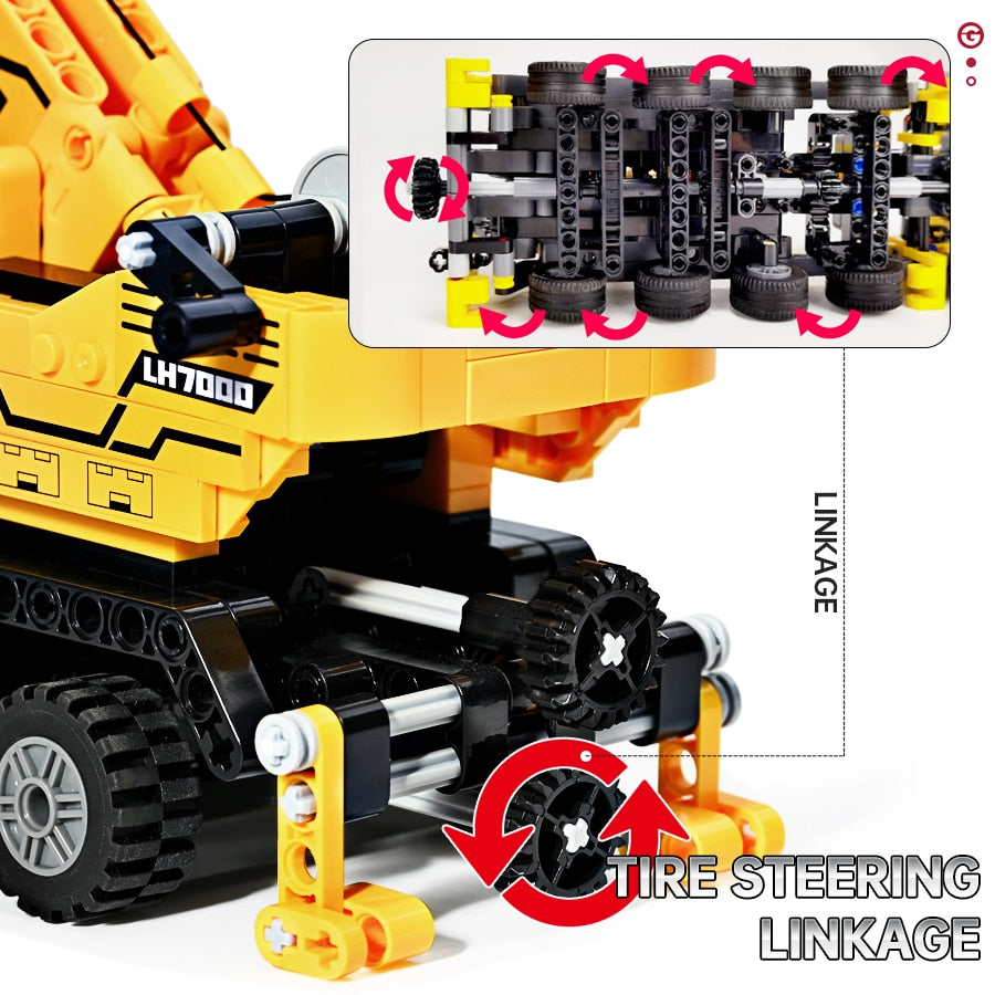 City Technician Construction Engineering Mobile Crane Vehicle Bricks Set Building Blocks Creative Kids Toys For Children Gifts