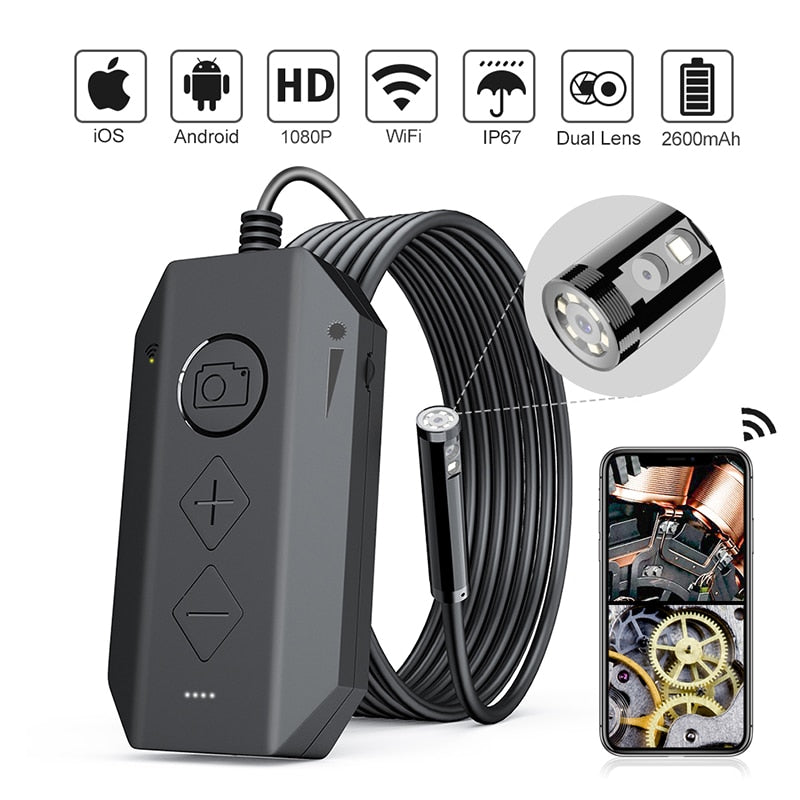 8mm Dual-Lens borescope snake camera with 8 LED for iphone